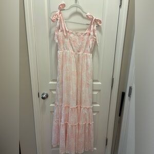 Crown & Ivy Pink and White Smocked Dress